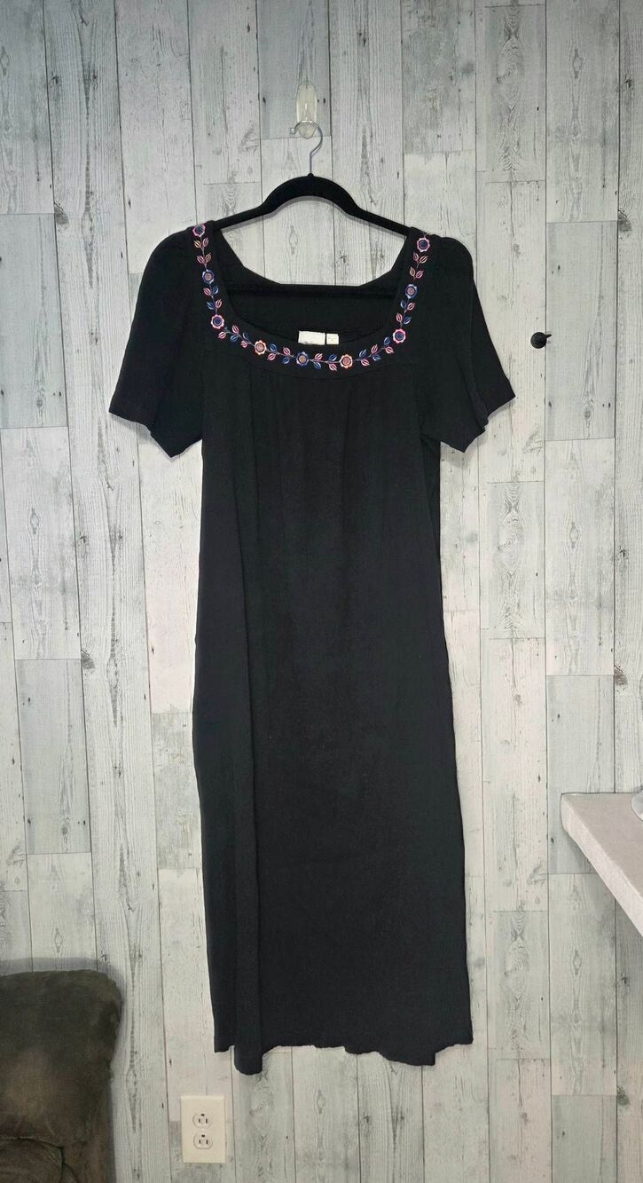 The Vermont Country Store Cotton Gauze / Crepe Embroidered Maxi Dress Sz. XL